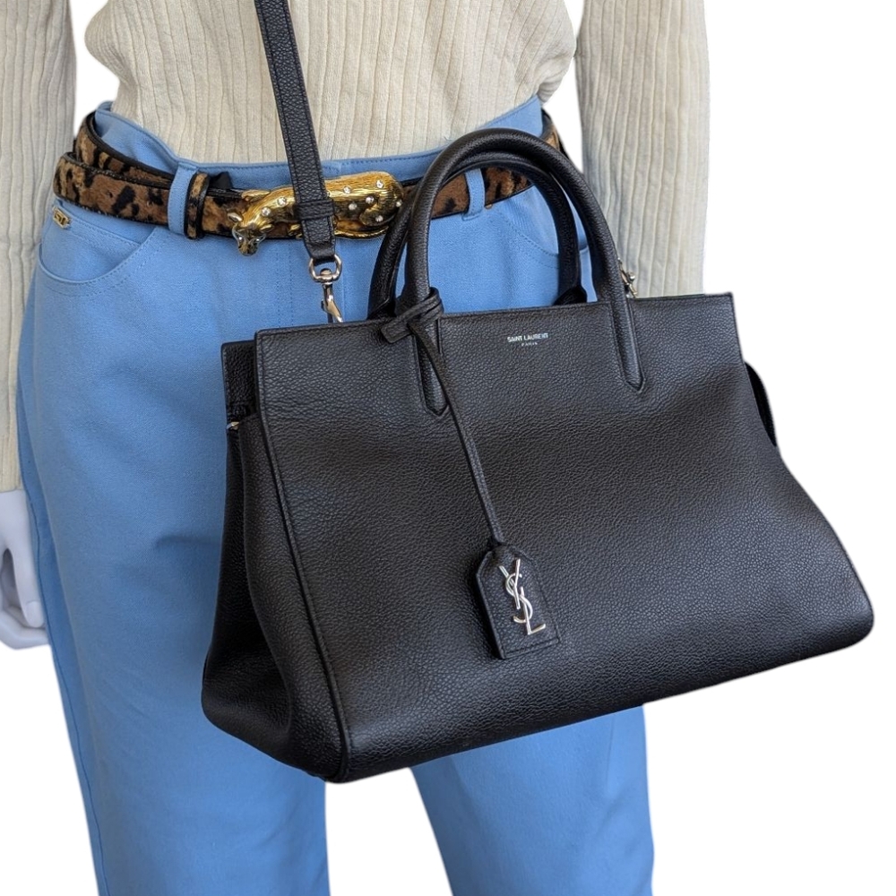 Yves Saint Laurent Paris Cabas Rive Gauche Leather Shoulder, crossbody Handbag - Picture 4 of 16